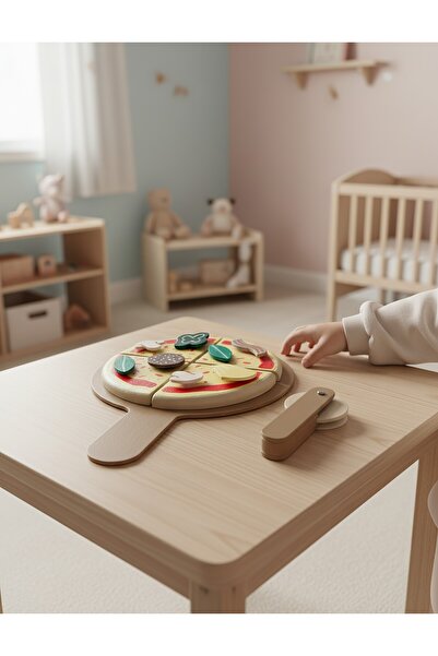 ETERNAL SUNSHINE Montessori 8 Parça Pizza Oyuncak Seti - Ahşap, Eğitici ve Güvenli