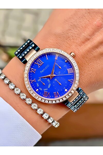 Ferrucci Women's Wristwatch Original Watch Steel Band Waterproof Bracelet Gift Model with Stones
