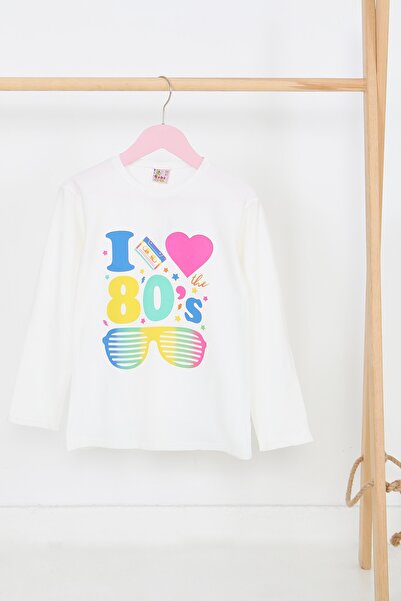 TOFİSA Детска бяла блуза с дълъг ръкав и принт - 27692
