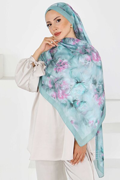 TOFİSA شال منقوش بنقشة زهرة اللوتس من سلسلة الزهور - 27596