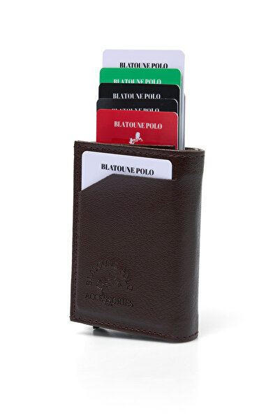 Herlin polo Women's Wallet Brown Vegan Leather Rfid Protected Automatic Card Holder with Coin Compartment
