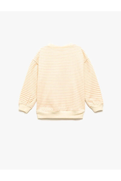Koton Shardonlu Cotton Striped Ecru Baby Girl Sweatshirt 6Wmg10003Ak