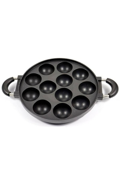 Tradeo Non-Stick Pancake Pan with Glass Lid, Less Oil Cookware, Dual Handle Design, Black