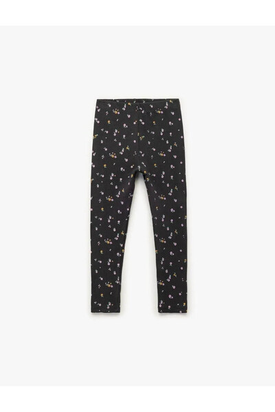 Koton Camisole Floral Patterned Cotton Anthracite Baby Girl Leggings 6Wmg40002Ak