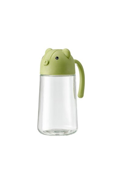 Flippy Recipient pentru ulei, model Teddy, sticlă pentru lichide de bucătărie, deschidere/închidere automată, 630 ml, verde