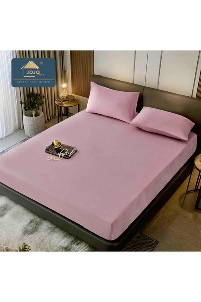 JOJO HOME Velvet Pillowcase with Elastic and Pillowcases 180x200cm, Pink