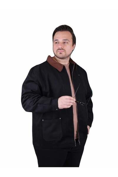 Starbattal Large Size Gabardine Coat Estilismo 25900 Black