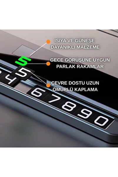 coofbe Premıum Fosforlu Gizlenebilir Alüminyum Araç Park Telefon Numaratörü Geçici Park Numaratör Pl