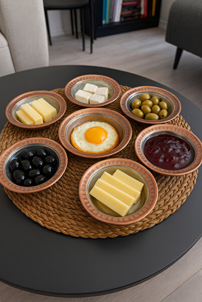 Layla Copper Bakır Kahvaltılık 6 lı Çerezlik Sunumluk 12.5 cm Meze tabağı