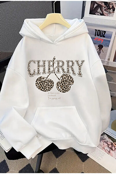 Touz Moda Φούτερ με κουκούλα με στάμπα Cherry Unisex Oversize