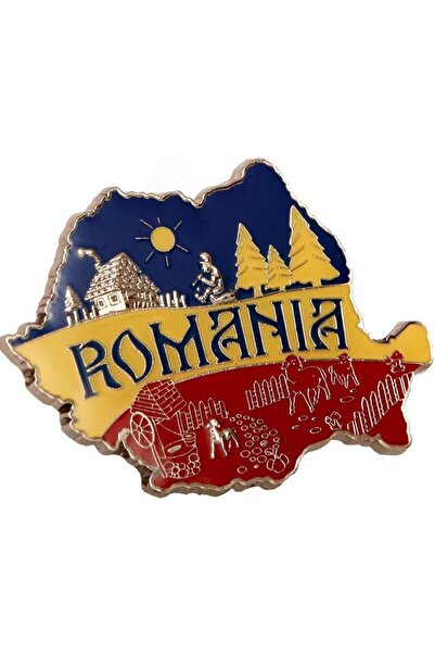 Magnetella Souvenirs Magnet de frigider - Romania Harta tricolor desene