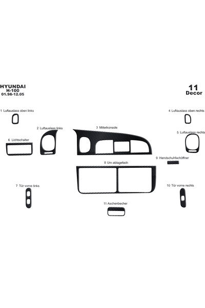 Marscockpitdesign غطاء كونسول توربيدو لسيارة هيونداي إتش 100 موديلات 1998-200...