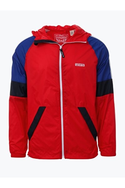 Levi's Men's Colourblock Windrunner Jacket with Hood and Logo, Red