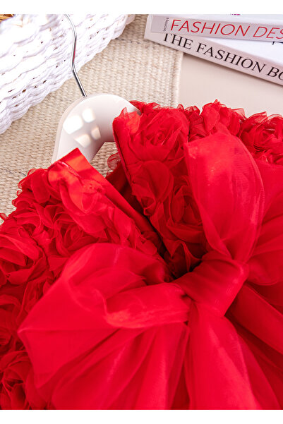 Babymod Stylish Birthday Special Occasion Baby Girl/Child Dress with Bow and Rose Tulle Detail