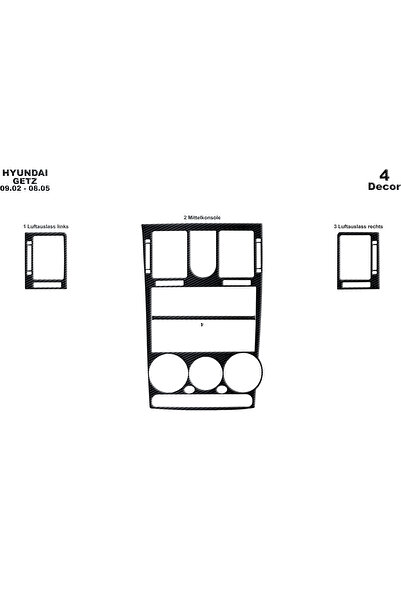 Marscockpitdesign هيونداي جيتز وحدة التحكم-توبوردو 2002-2005 4 قطع