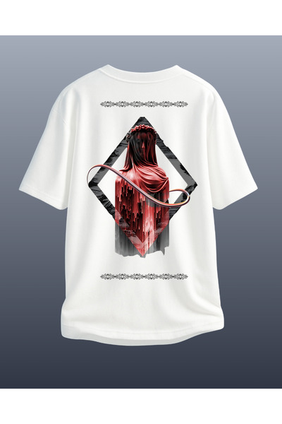 CATHECAT White Special Design Printed Oversize Unisex Tshirt