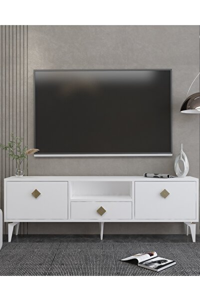 DEMONTE DECOR 1304DROPDD-1 TV SEHPASI BEYAZ-ALTIN KULP