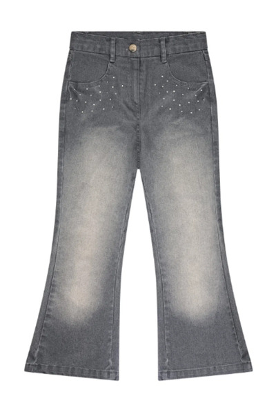 Miny Center Girl's Spanish Leg Denim Pants Mnt25K237