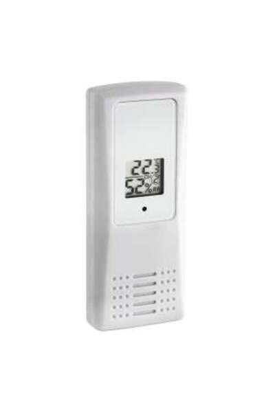 TFA Wireless Digital Transmitter for Temperature and Humidity, LCD Display, White, 30.3208.02
