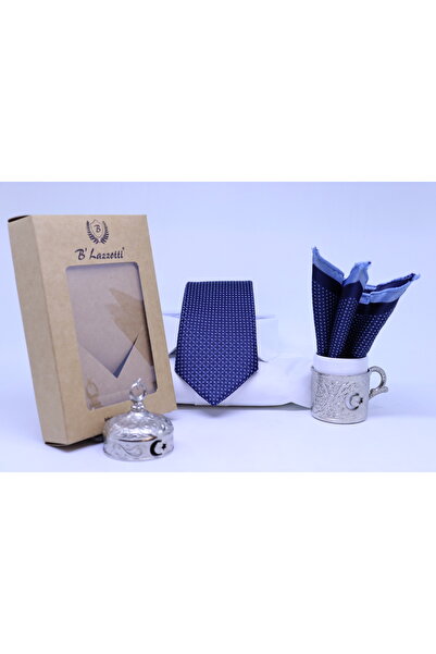 B'lazzotti Woven Handkerchief Tie for Men Navy Blue