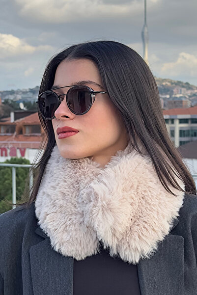 Mavelle Women's Beige Plush Neck Collar | Faux Fur Magnetic Winter Neck Warmer