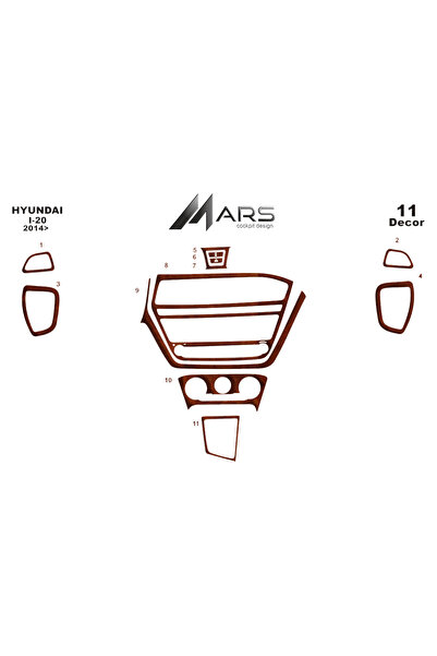 Marscockpitdesign Hyundai I 20 Dashboard/Console Covering 11 Pieces 2014