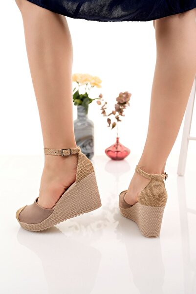 İrem Ayakkabı Wedge Heel Straw Detailed Karnıyarık Shoes