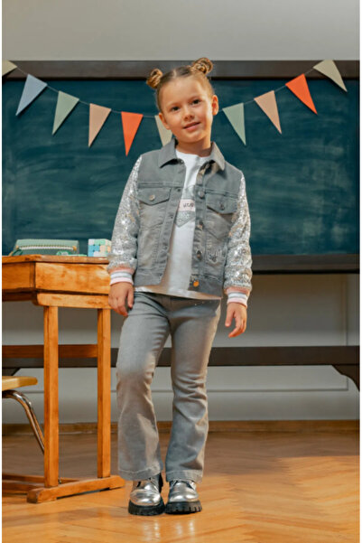 Miny Center Girl's Spanish Leg Denim Pants Mnt25K237