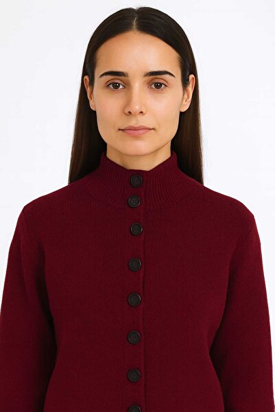 Maison La Femme Kadın Triko Takım Balıkçı Yaka Düğmeli Ceket Uzun Etek Alt Üst Triko Takım