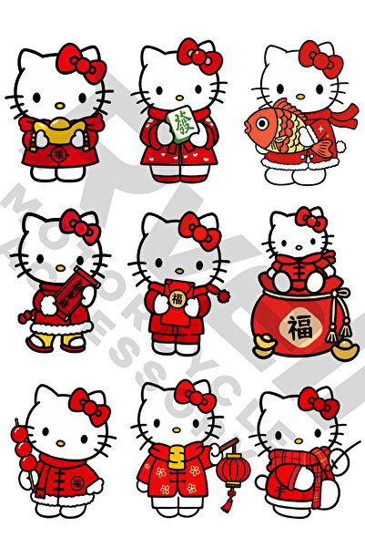 MKARAKAN RVELL KIRMIZI HELLO KİTTY DESENLİ A4 STİCKER