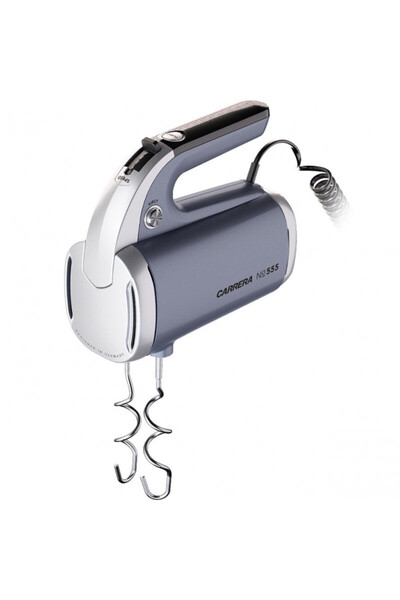 Carrera 555 Hand Mixer, 300W, 4 Speeds, Turbo, Dough Hook, Stainless Steel Beaters, Gray