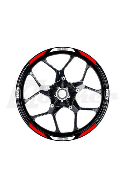 Motiker SYM ADX-125 Sticker Jant Dışı Kırmızı Beyaz Renkli Etiket Modeli Sticker