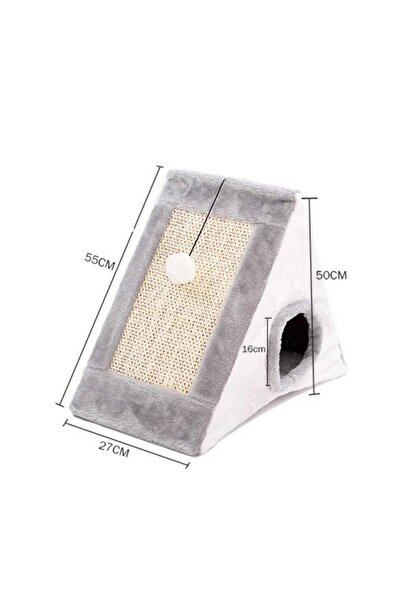 OEM Triangle-shaped cat bed, with toy, claw sharpening area, Gray, 55x2