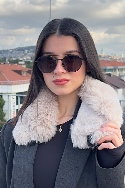 Mavelle Women's Beige Plush Neck Collar | Faux Fur Magnetic Winter Neck Warmer