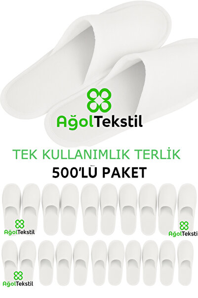 ağol tekstil 500-Piece Disposable Hotel Spa Guest Slippers – Nonwoven Eva Sol...