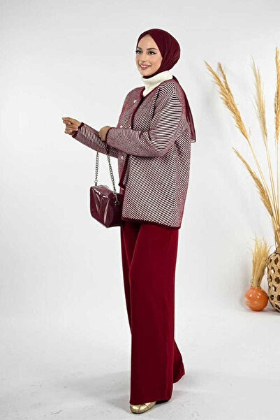 Bym Fashion Buttoned Knitwear Cardigan 18318 Claret Red