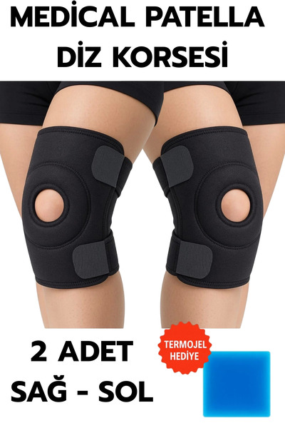 Eco Lounge Medical Patella Destekli Diz Korsesi İkili Sağ Sol Çapraz Bağ Meni...