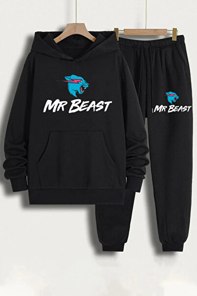 NoVibe Kids Mr Beast Printed Sweatshirt Tracksuit Set
