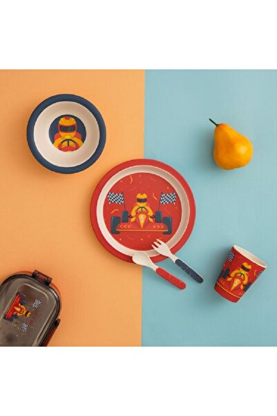 ORIAN طقم عشاء للأطفال مكون من 5 قطع، تصميم سباق