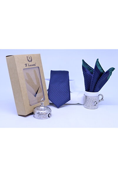 B'lazzotti Woven Handkerchief Tie for Men in Navy Blue