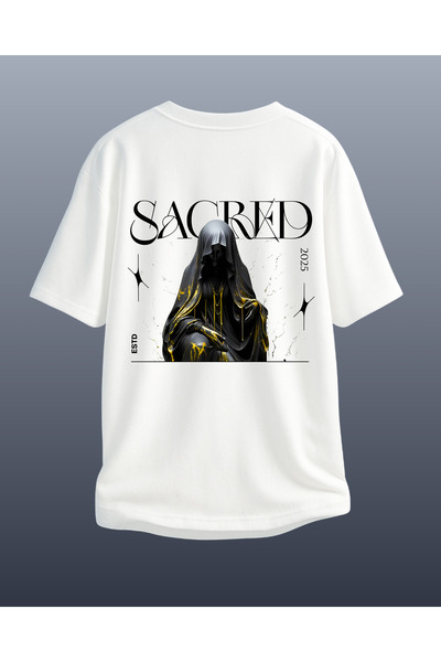 CATHECAT White Special Design Printed Oversize Unisex Tshirt