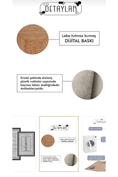 Home Water-Absorbent Non-Slip Base 2-Piece Bathroom Mat Set Sponge-Filled Soft Textured Decorative Set