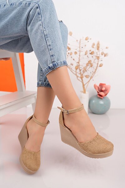 İrem Ayakkabı Wedge Heel Straw Detailed Karnıyarık Shoes