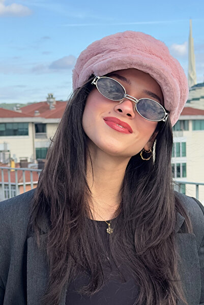 Mavelle Women's Pink Plush Hat | Captain Hat | Faux Fur Hat | Fashion Hat