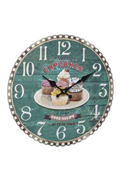 TFA Analog Wall Clock in Vintage Design - Cupcakes, 60.3045.13