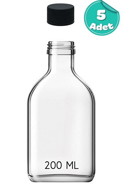 Jenisa 5 Cold Brew Bottles with Lids – 200 ml Flat Glass, Cold Brew Coffee, Sauce and Oil Dispenser Bottle