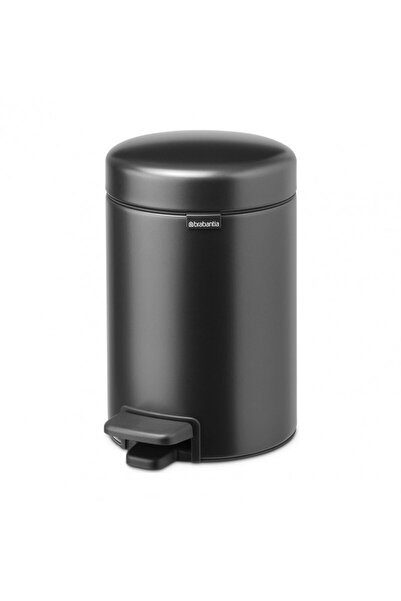 Brabantia NewIcon Pedal Bin 1008834, 3 l, Soft Close, Anti-Slip Base, Dark Grey