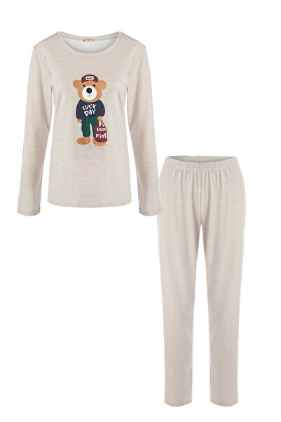 koza iç giyim Set de pijamale cu mâneci lungi pentru femei, cu imprimeu