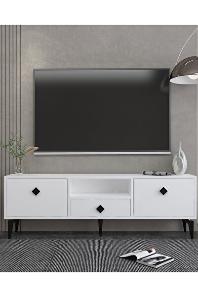 DEMONTE DECOR 1304DROPDD-1 TV SEHPASI BEYAZ-SİYAH KULP