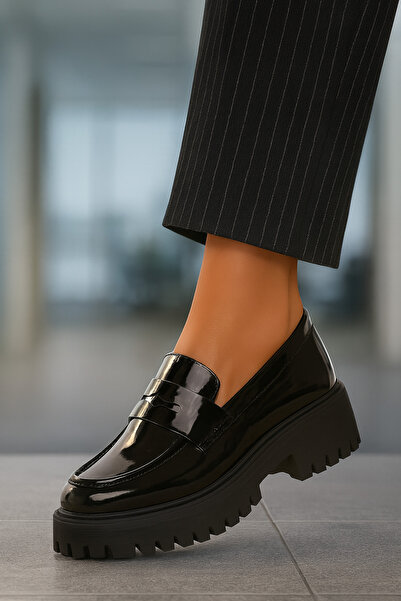 ALTA GRACIA Дамски обувки Rugan Black Loafer с дебели подметки, стилен модерен дизайн, за ежедневно носене в офиса, ортопедични, за училище, за младежи